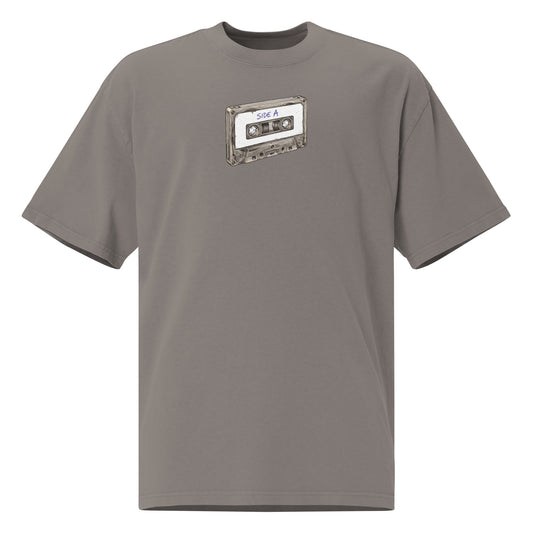 Play Music oversized faded tee in grey, front view