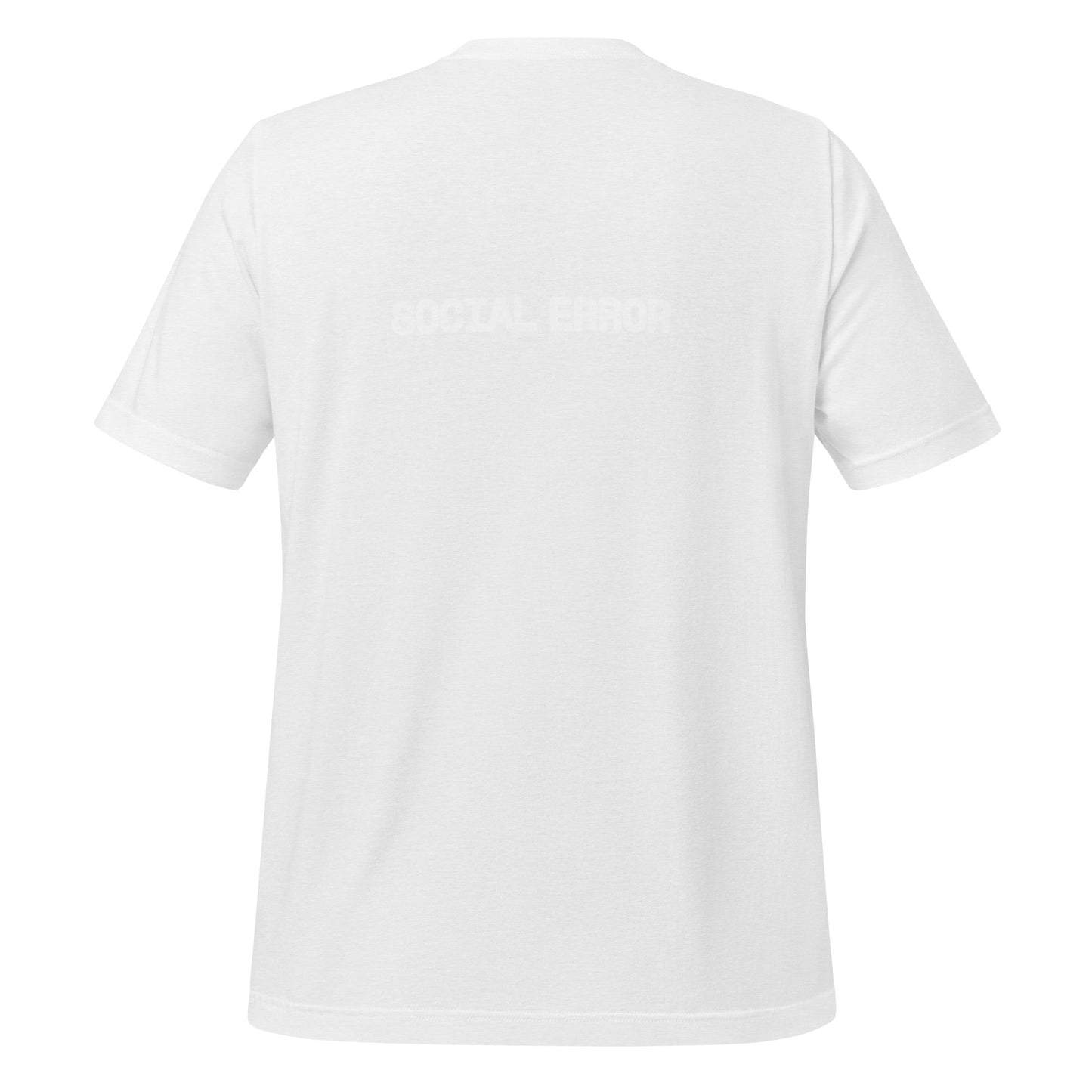 SOCIAL ERROR logo tee in white, back view