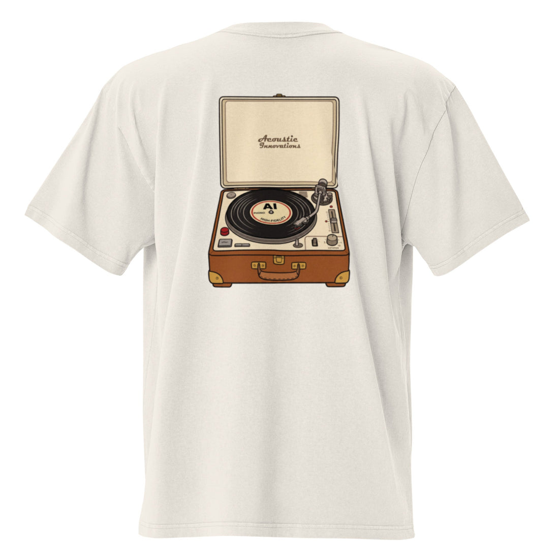 Faded bone oversized graphic tee with cassette tape back print
