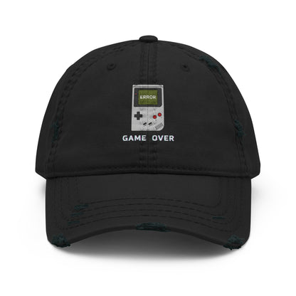 Game Over embroidered dad hat in black, front view