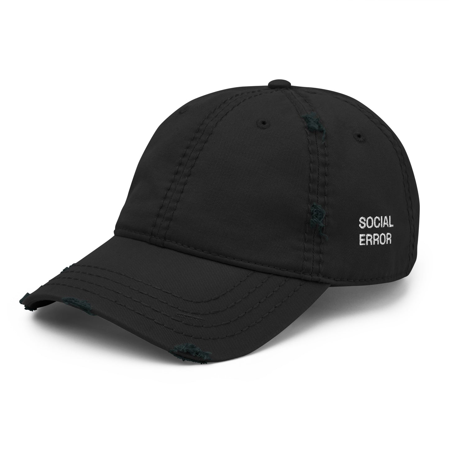 SOCIAL ERROR embroidered Error cap in black, left front angle