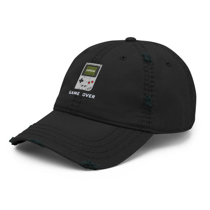 Game Over embroidered dad hat in black, left front angle