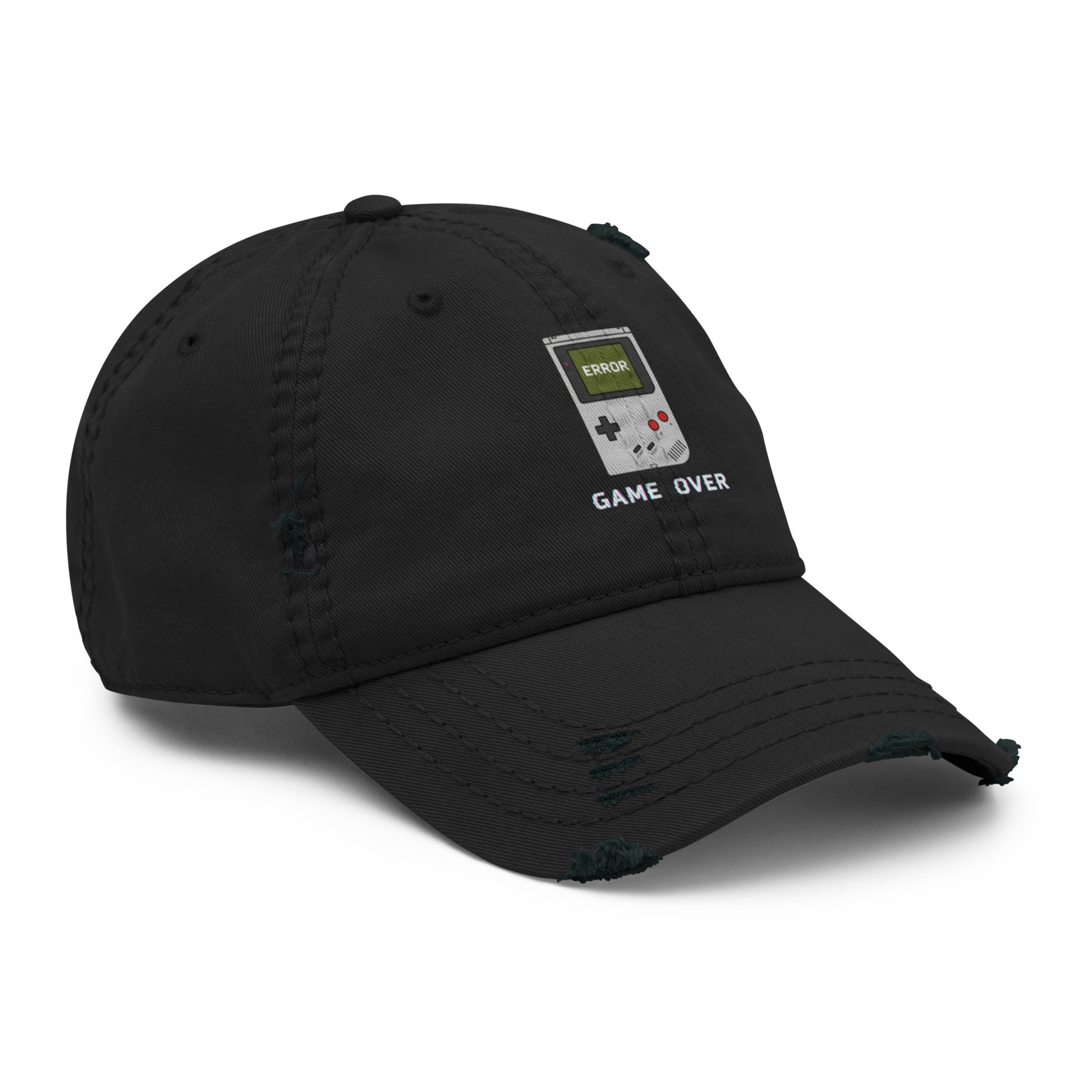 Game Over embroidered dad hat in black, right front angle