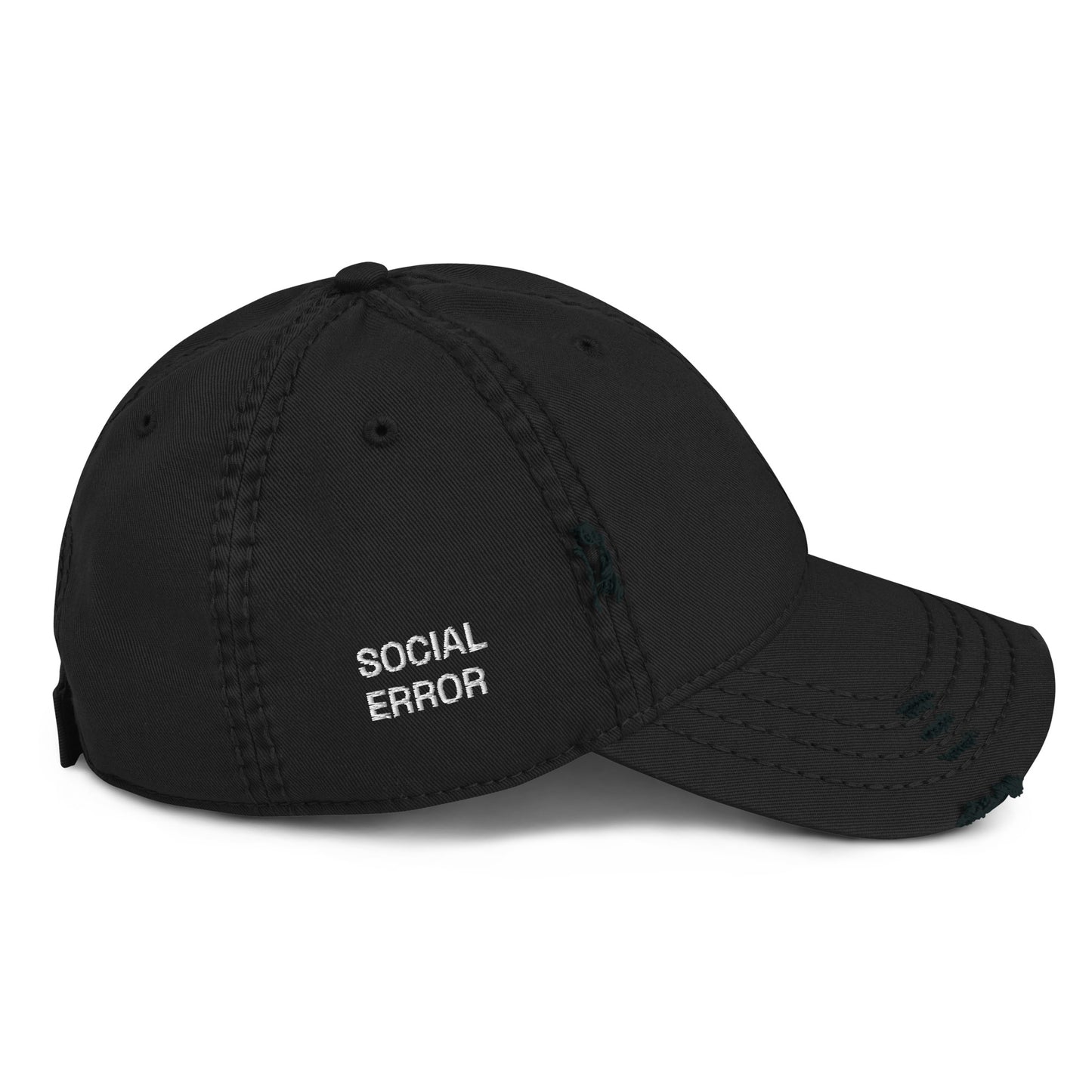 SOCIAL ERROR embroidered Error cap in black, right side view