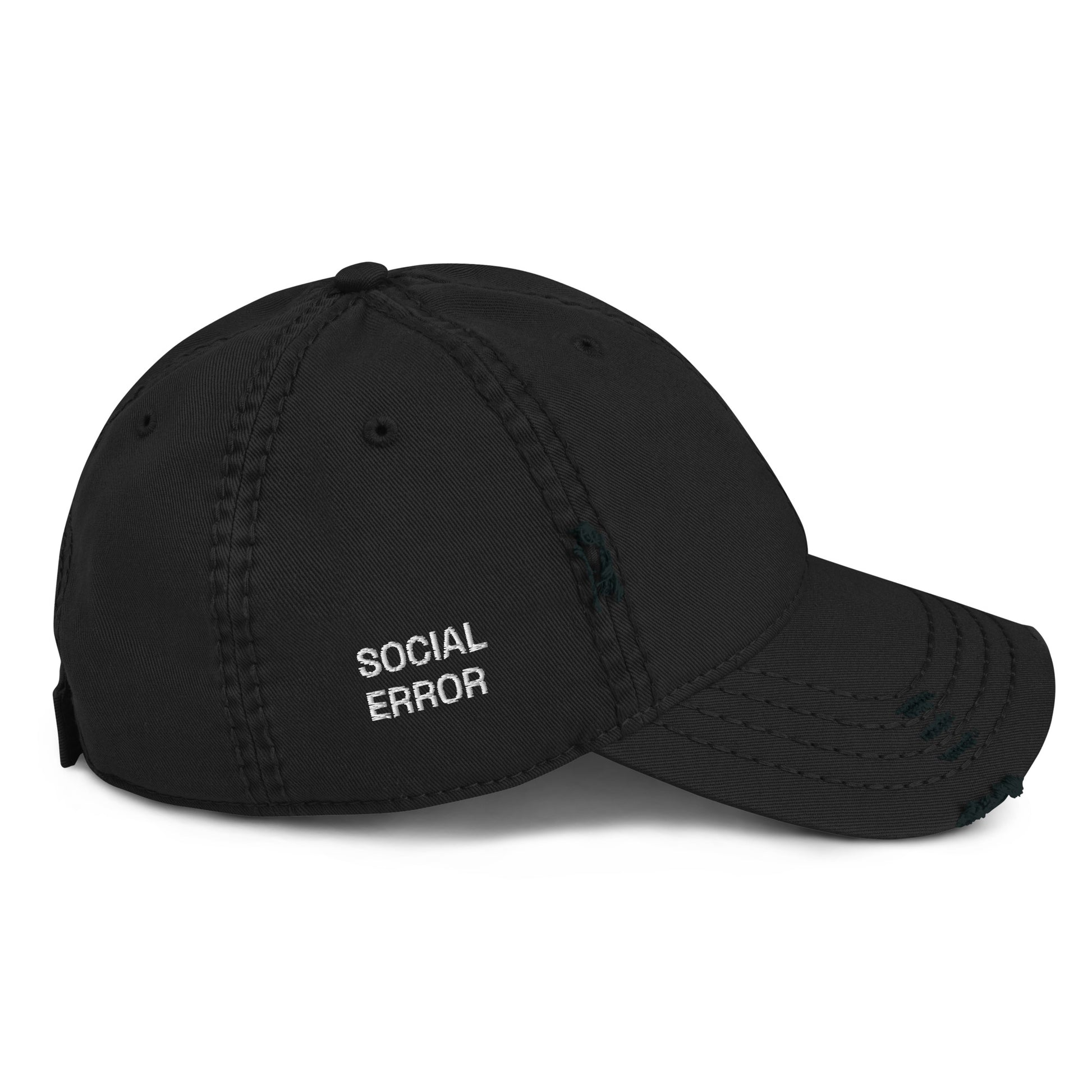 SOCIAL ERROR embroidered Error cap in black, right side view
