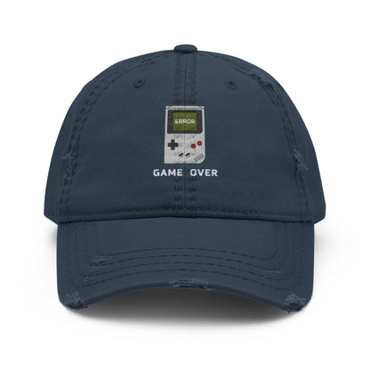 Game Over embroidered dad hat in navy, front view
