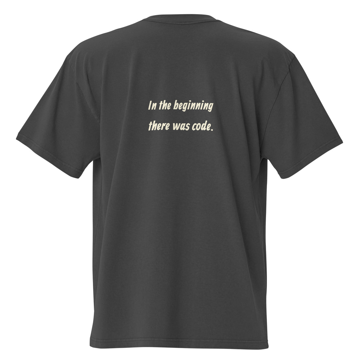 God Create The AI oversized faded tee in black, back view