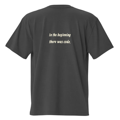 God Create The AI oversized faded tee in black, back view