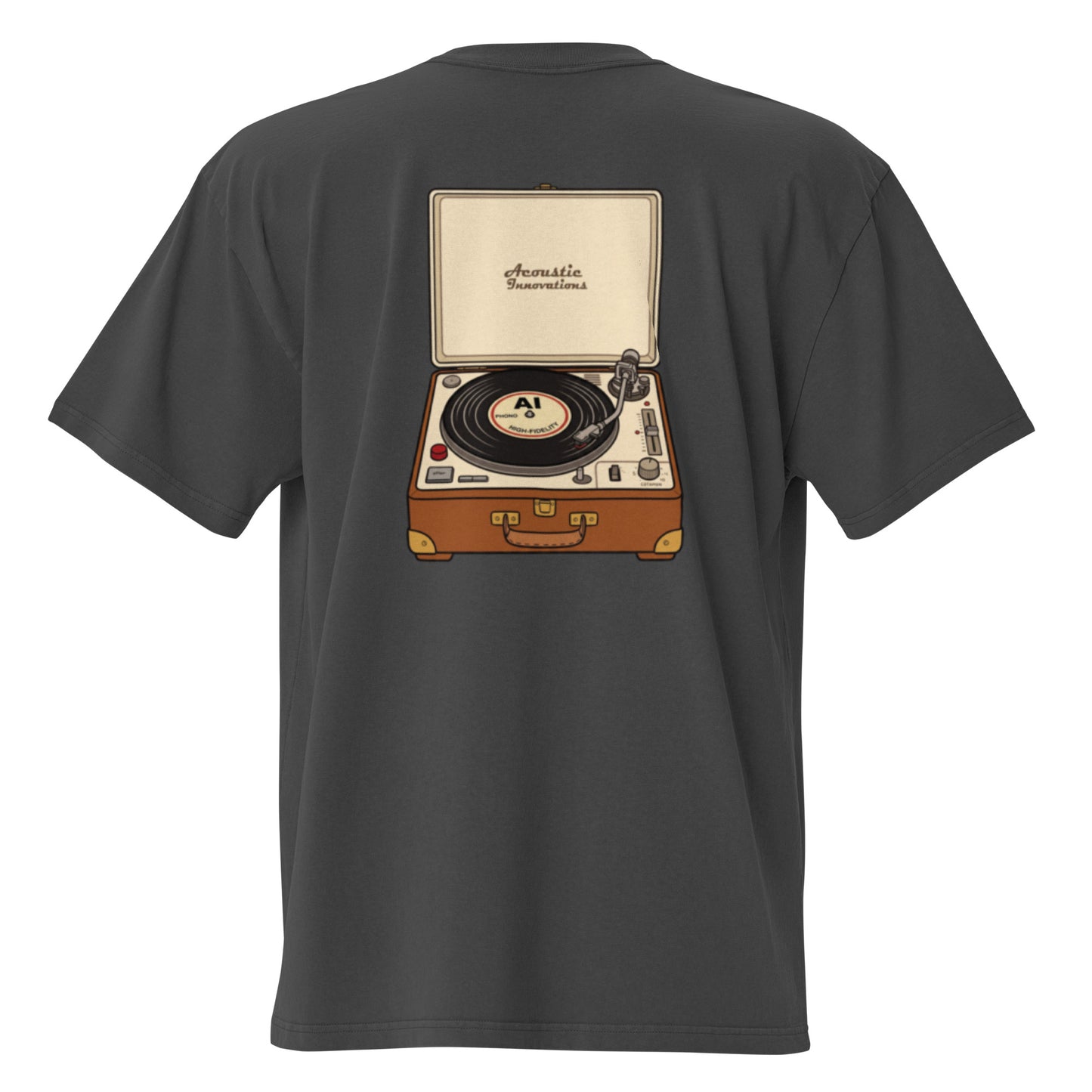 Play It Again oversized faded tee in black, back view
