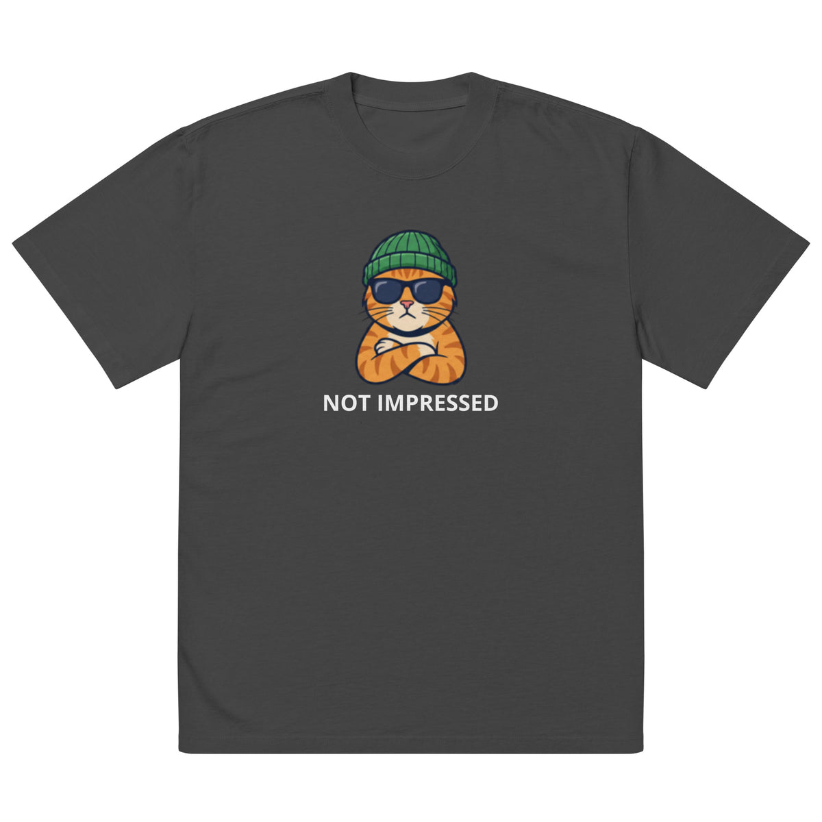 Not Impressed oversized faded tee in black, front view