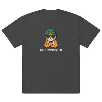 Not Impressed oversized faded tee in black, front view