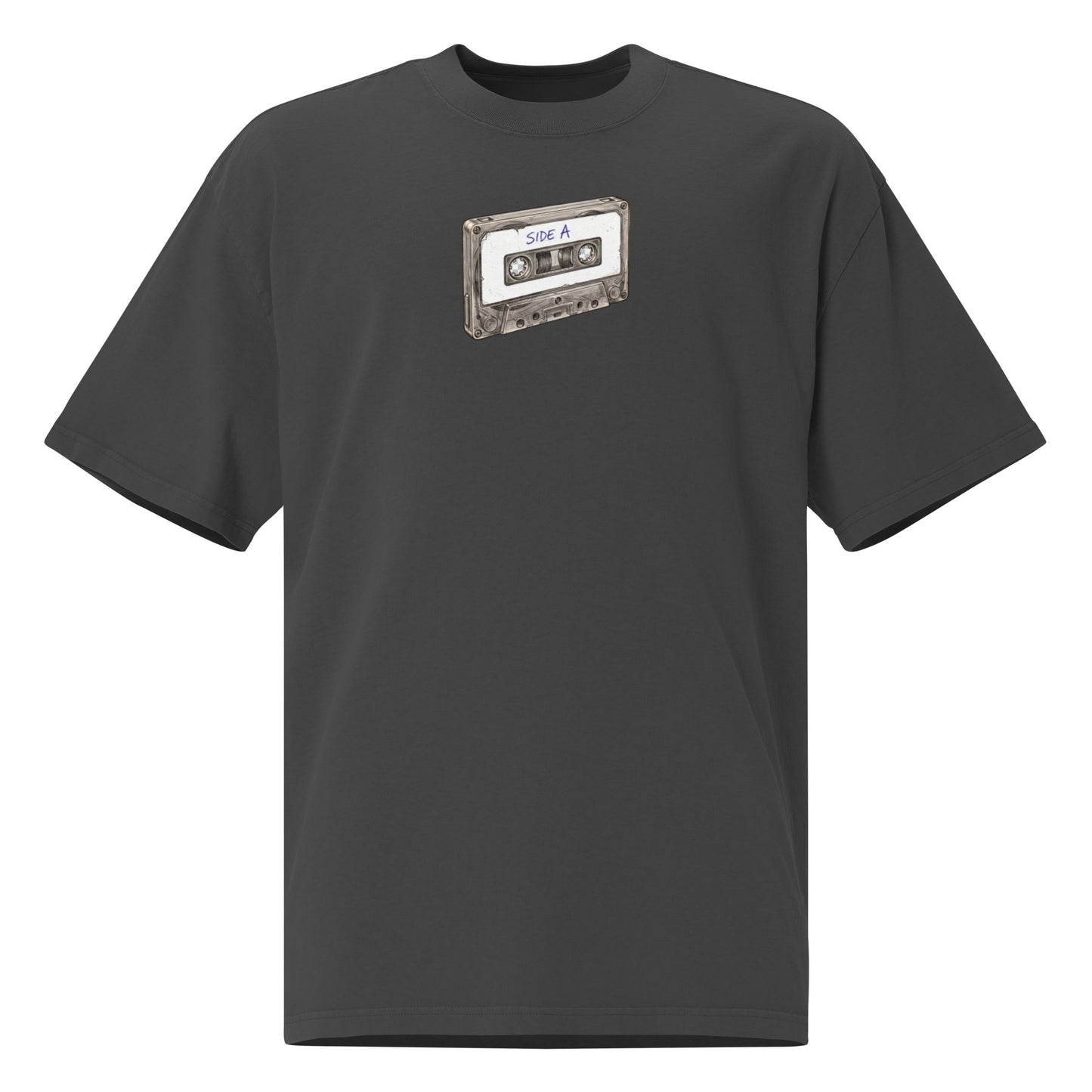 Play Music oversized faded tee in black, front view