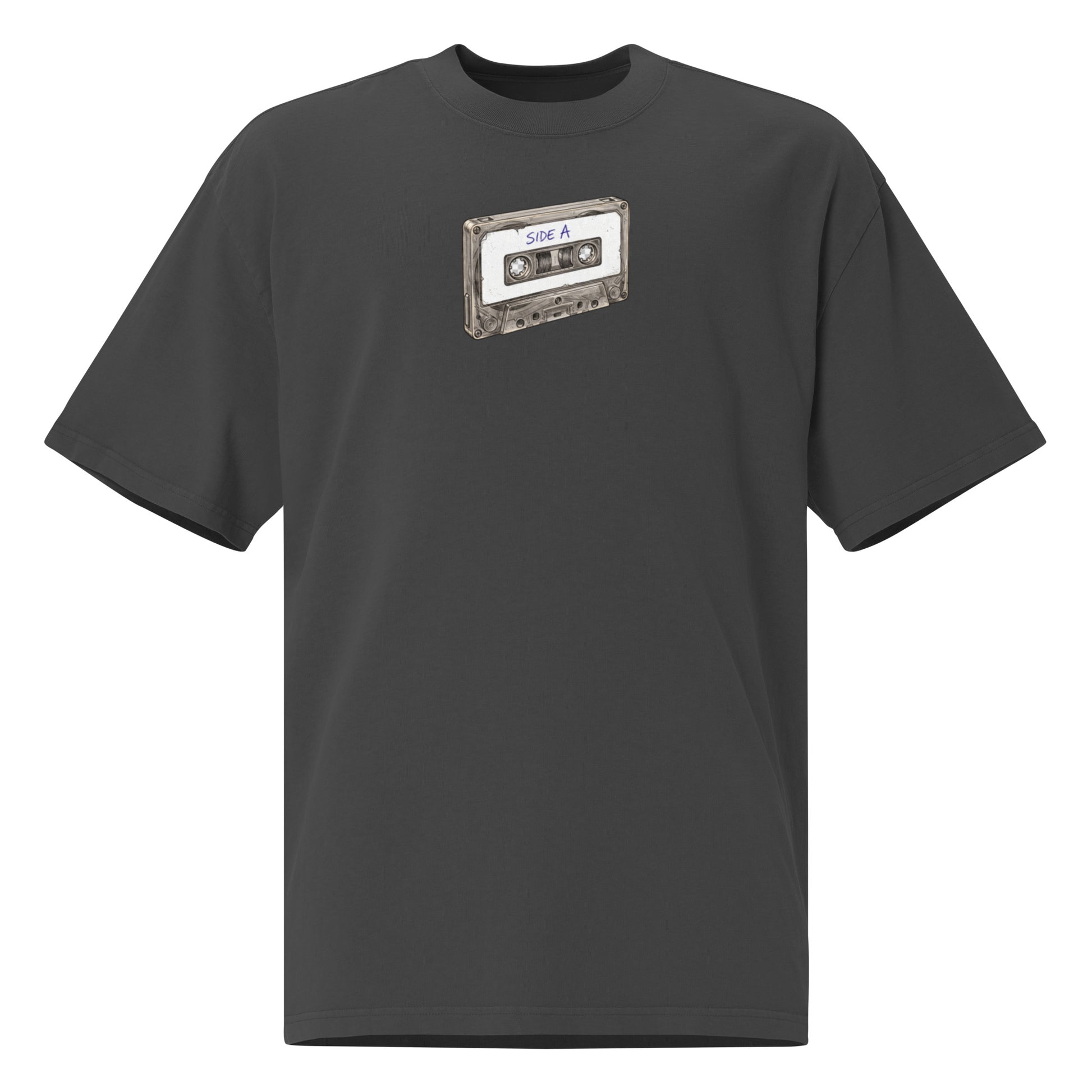 Play Music oversized faded tee in black, front view