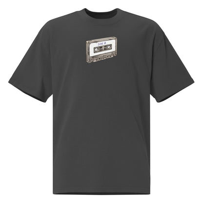 Play Music oversized faded tee in black, front view