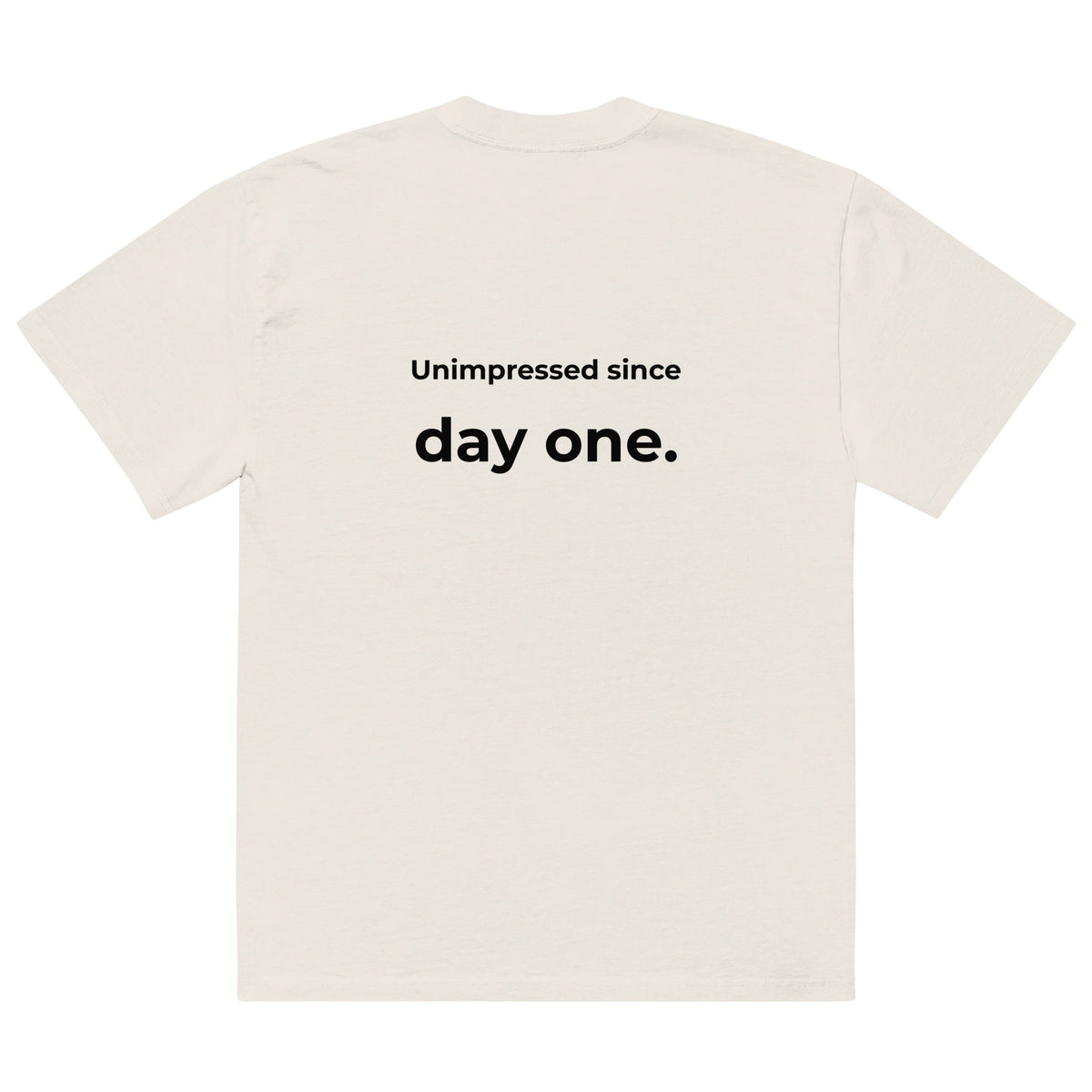 Not Impressed oversized faded tee in bone, back view