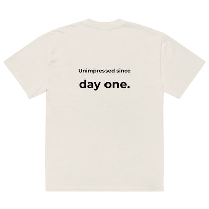 Not Impressed oversized faded tee in bone, back view