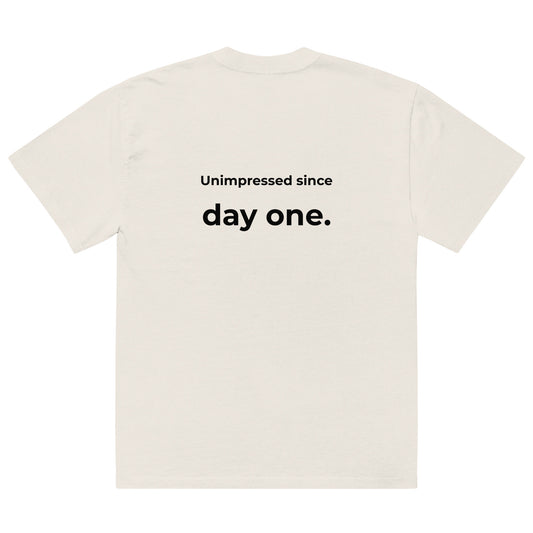 Not Impressed oversized faded tee in bone, back view