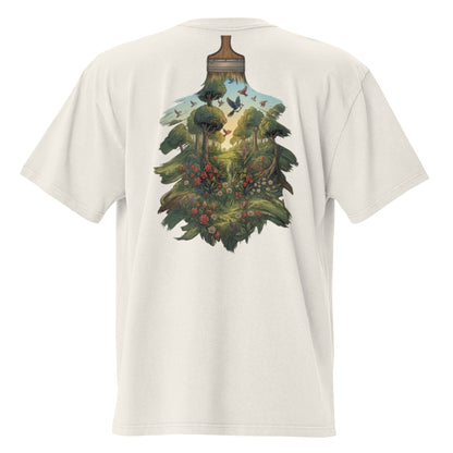 The Garden oversized faded tee in bone, back view