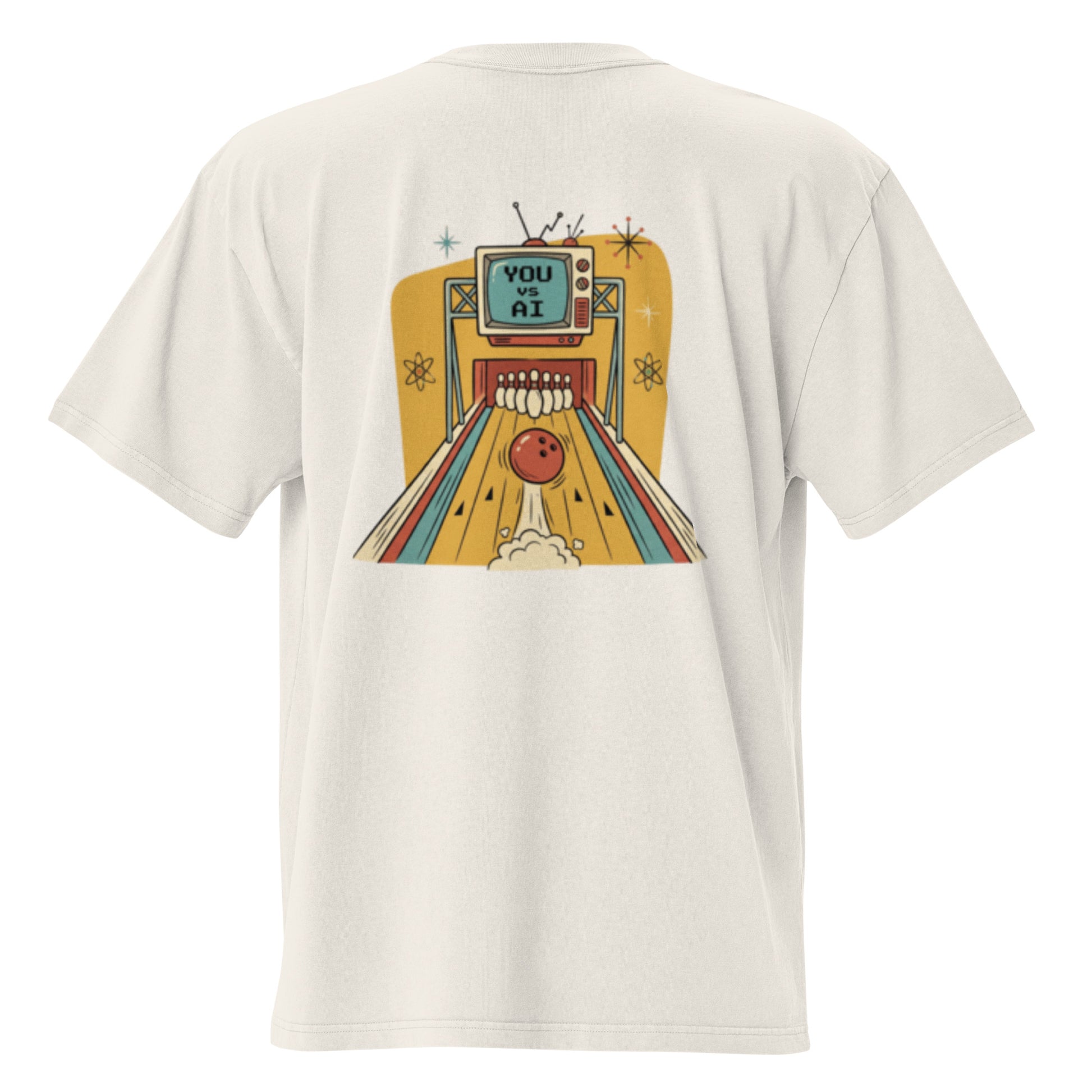 Strike oversized faded tee in bone, back view