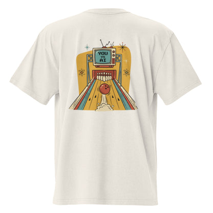 Strike oversized faded tee in bone, back view