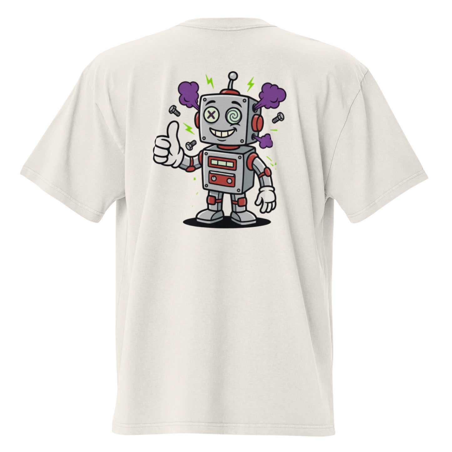Robot oversized faded tee in bone, back view