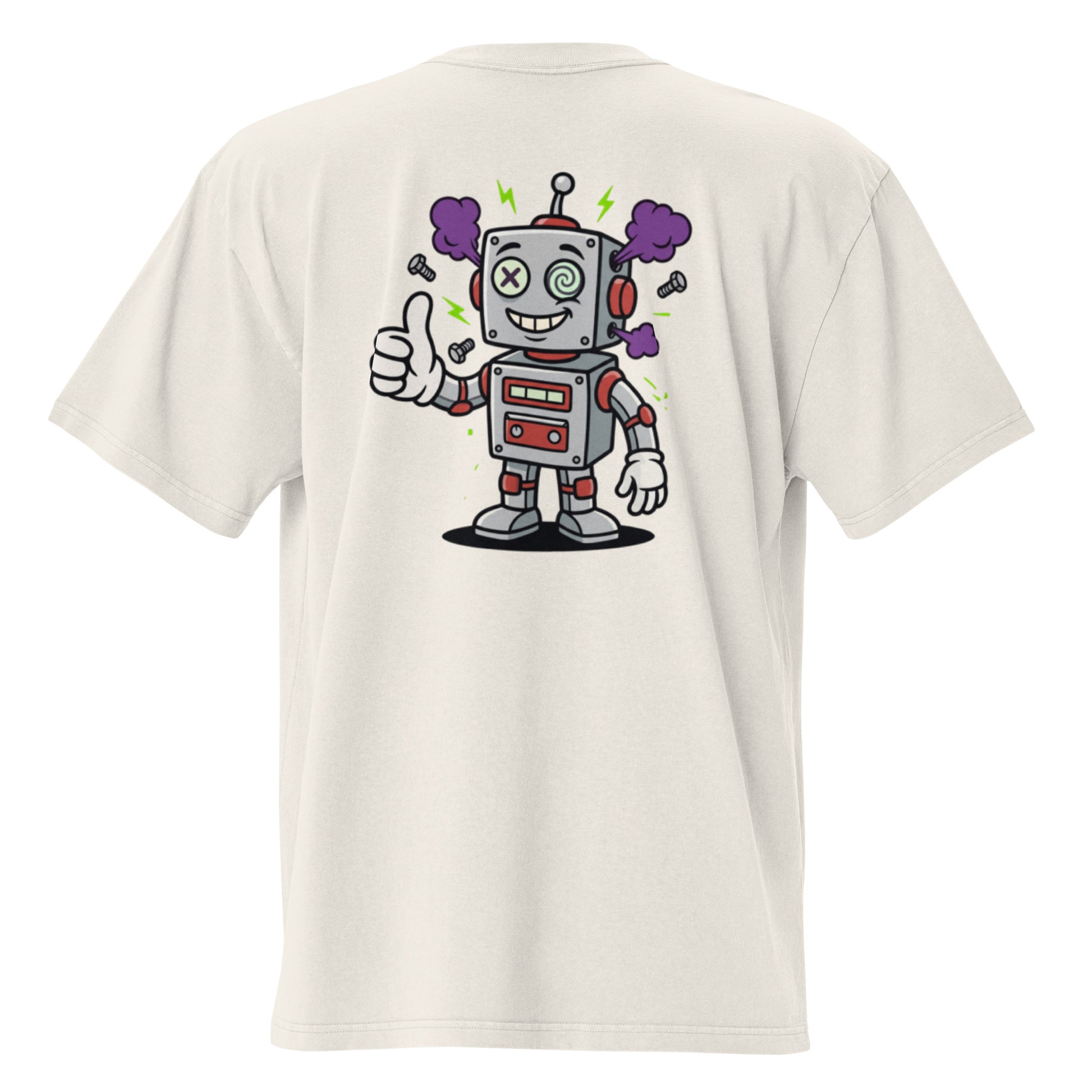 Robot oversized faded tee in bone, back view
