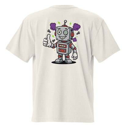 Robot oversized faded tee in bone, back view