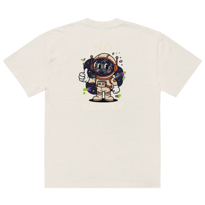 No Oxygen oversized faded tee in bone, back view with astronaut graphic