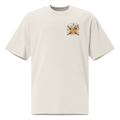 Strike oversized faded tee in bone, front view