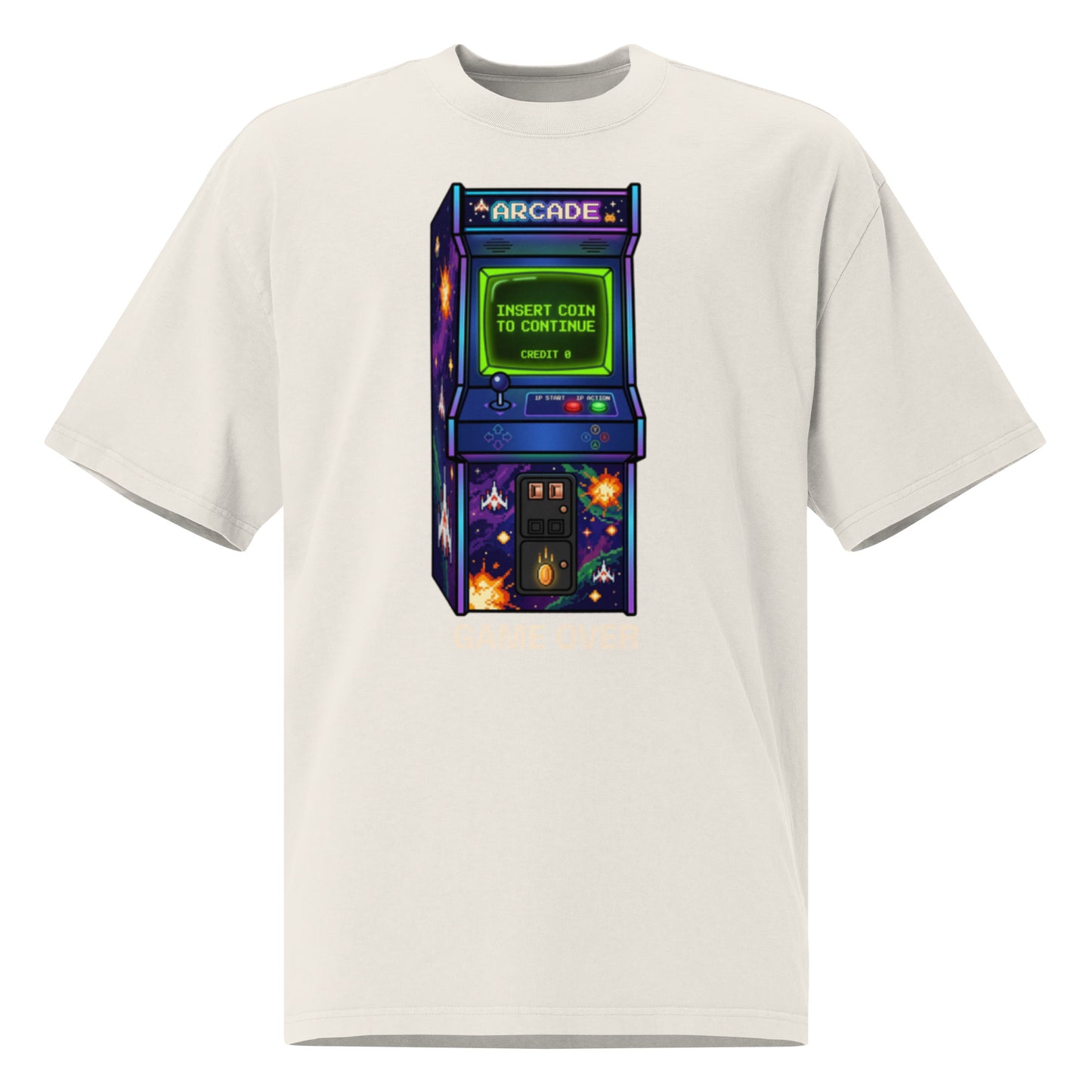 Arcade Mode oversized faded tee in bone, front view