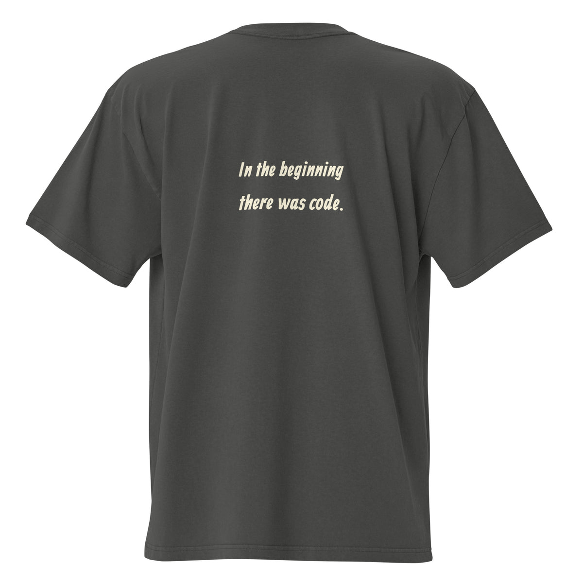 God Create The AI oversized faded tee in coal grey, back view