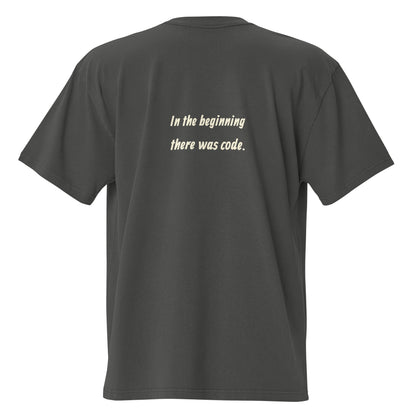 God Create The AI oversized faded tee in coal grey, back view