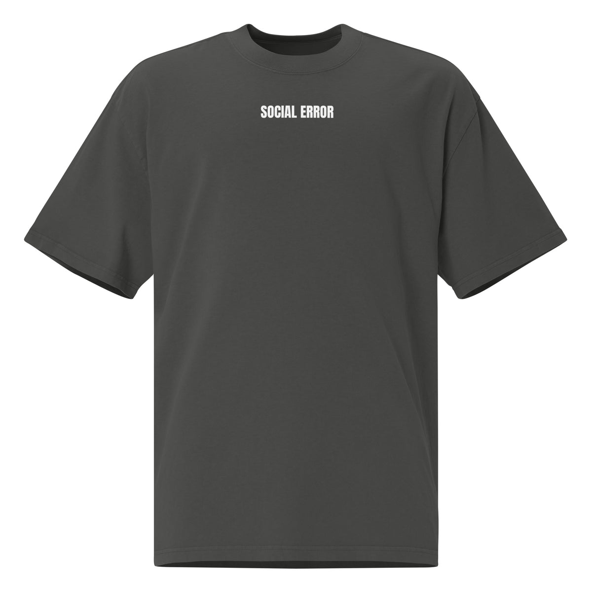 The Garden oversized faded tee in coal grey, front view