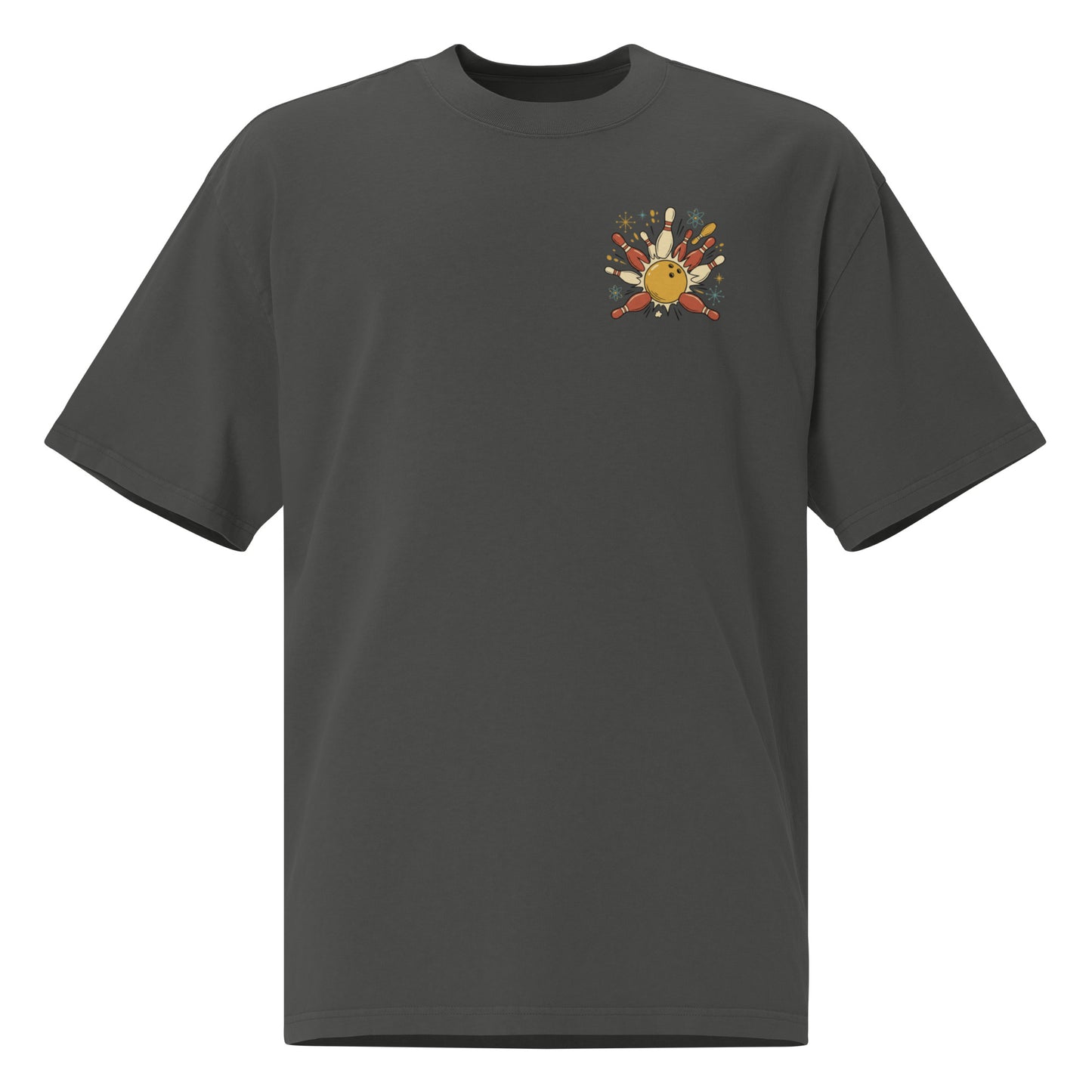 Strike oversized faded tee in coal grey, front view