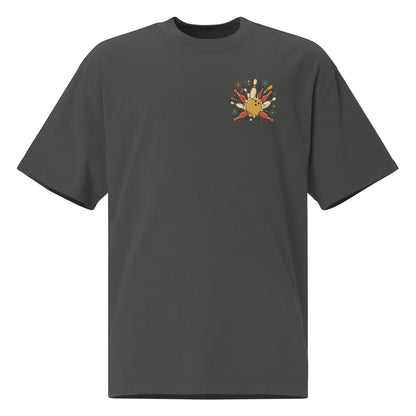 Strike oversized faded tee in coal grey, front view
