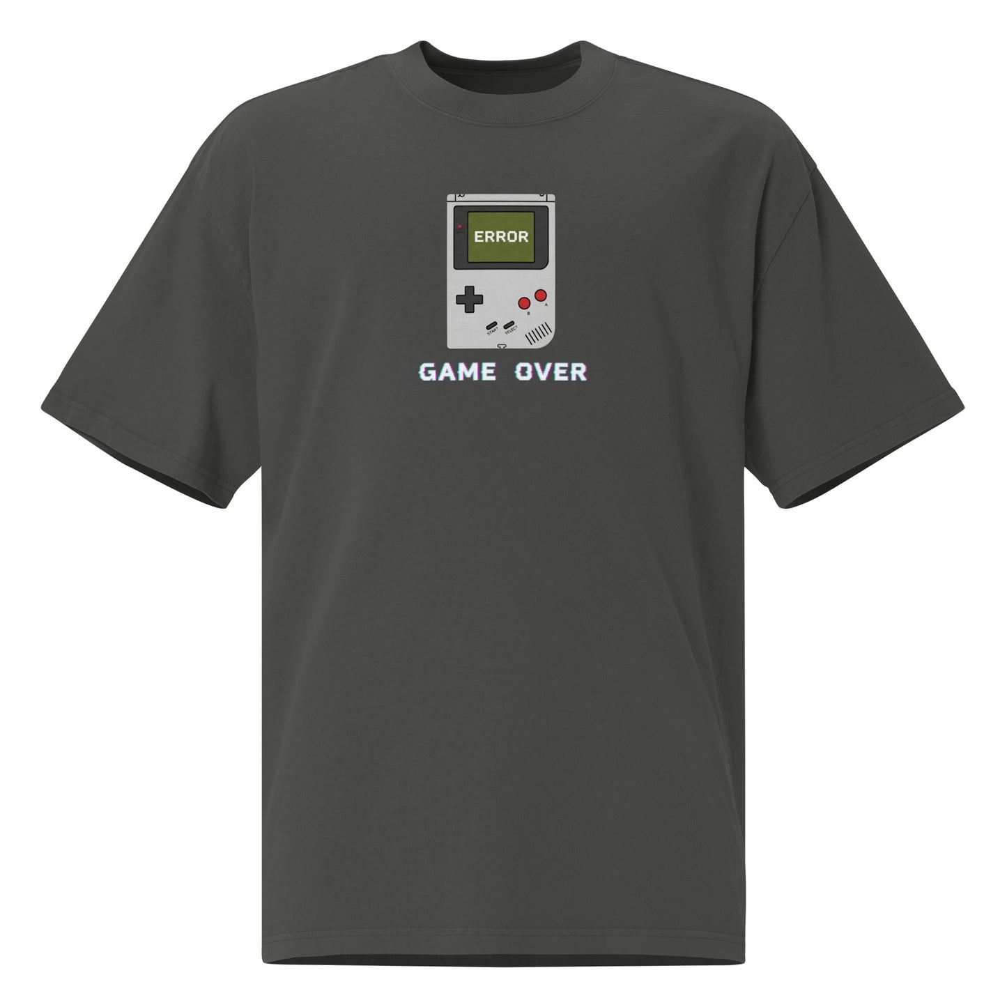 Game Over oversized faded tee in coal grey, front view