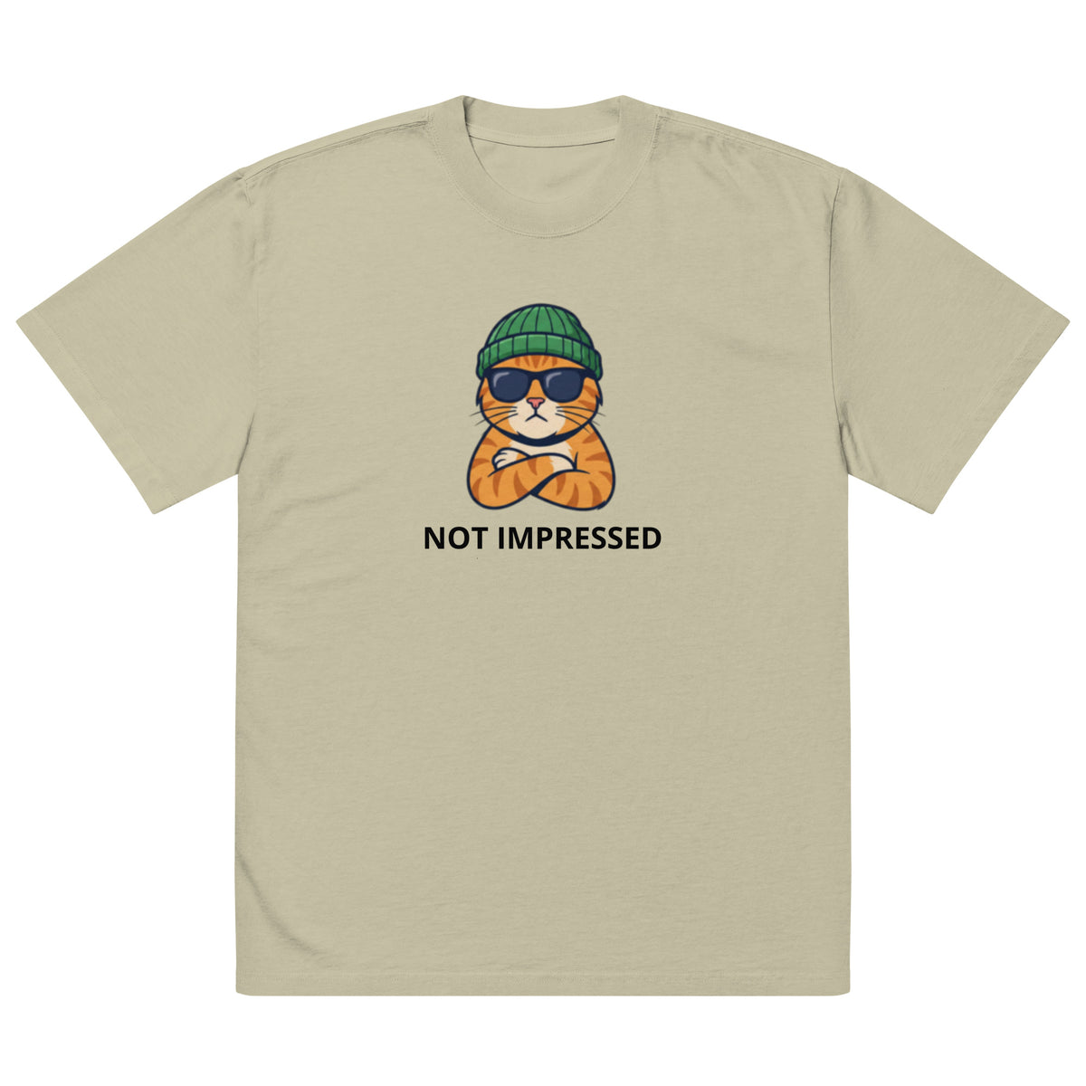 Not Impressed oversized faded tee in eucalyptus, front view