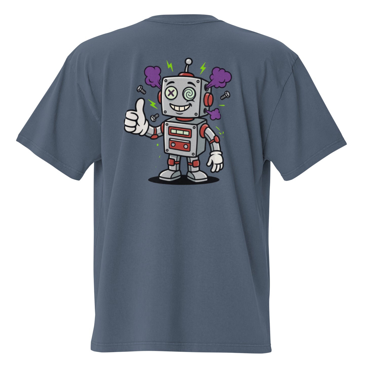 Robot oversized faded tee in indigo, back view