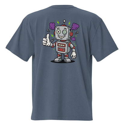 Robot oversized faded tee in indigo, back view