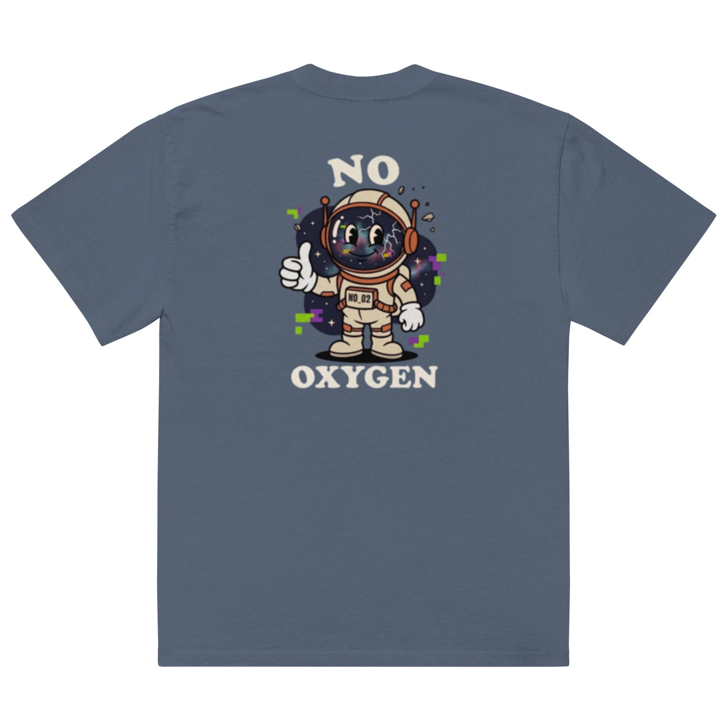 No Oxygen oversized faded tee in indigo, back detail view