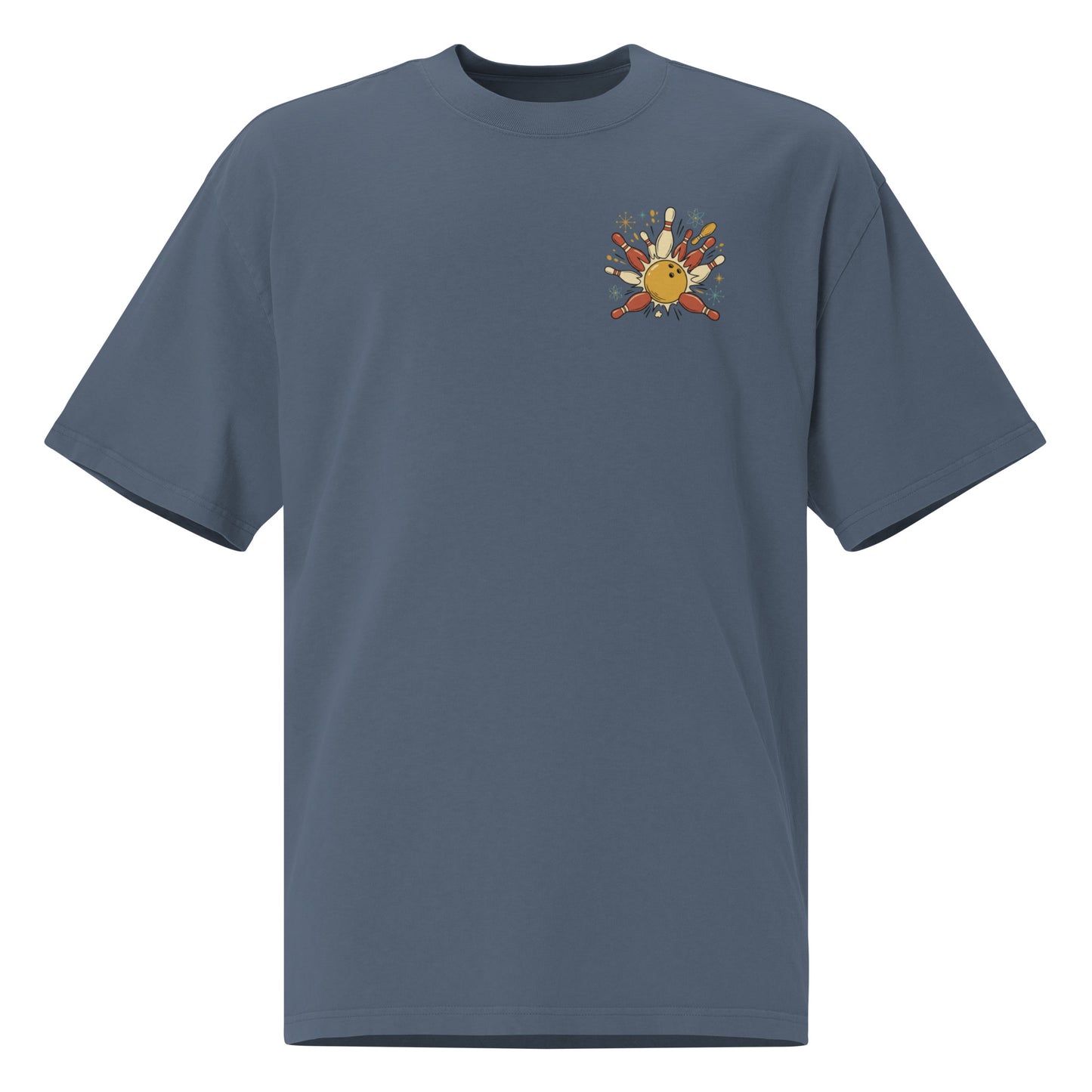 Strike oversized faded tee in indigo, front view