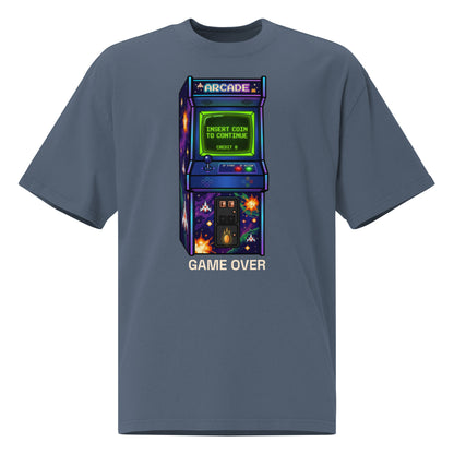 Arcade Mode oversized faded tee in indigo, front view