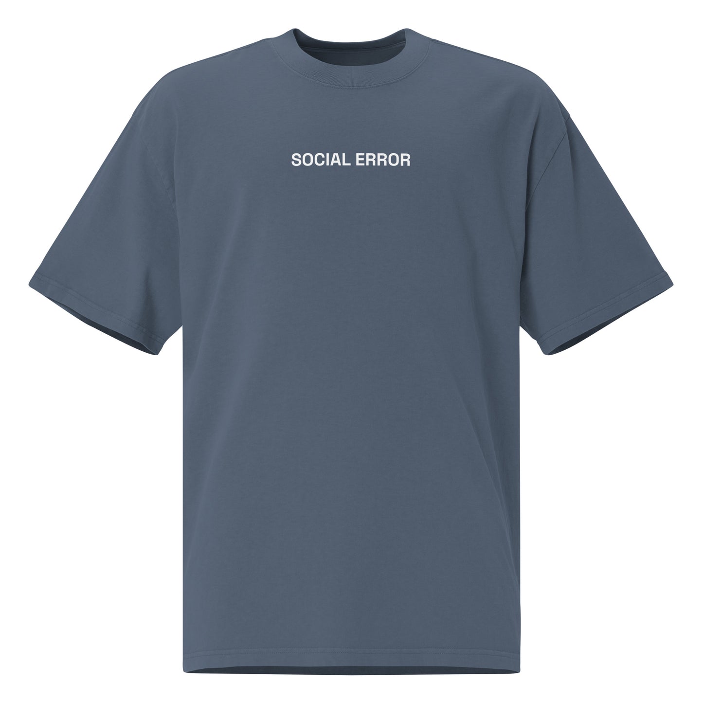 Old TV oversized faded tee in indigo, front view