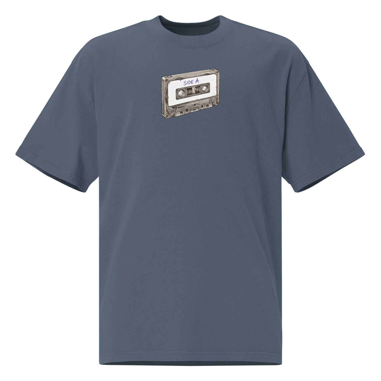 Play Music oversized faded tee in indigo, front view