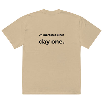 Not Impressed oversized faded tee in khaki, back view