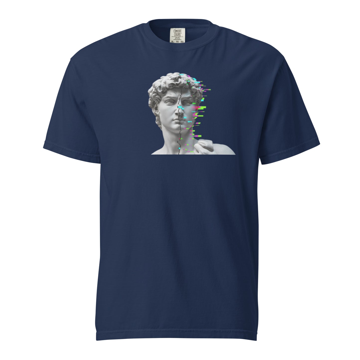 Art heavyweight garment-dyed tee in true navy, front view
