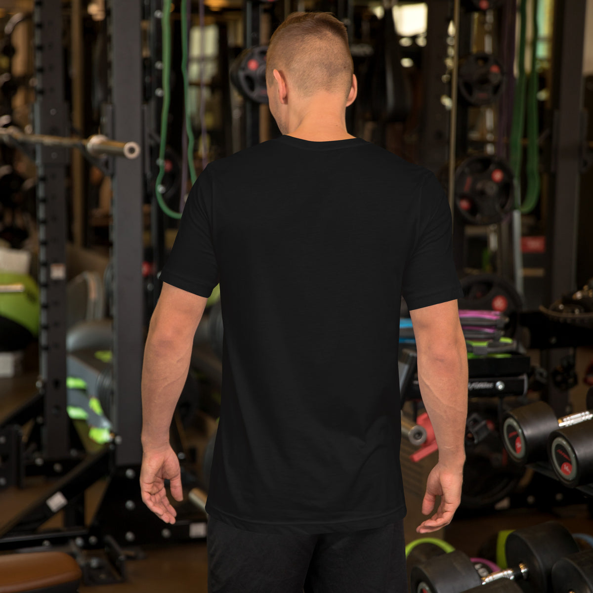 Upgrade Your Thinking tee in black, back view
