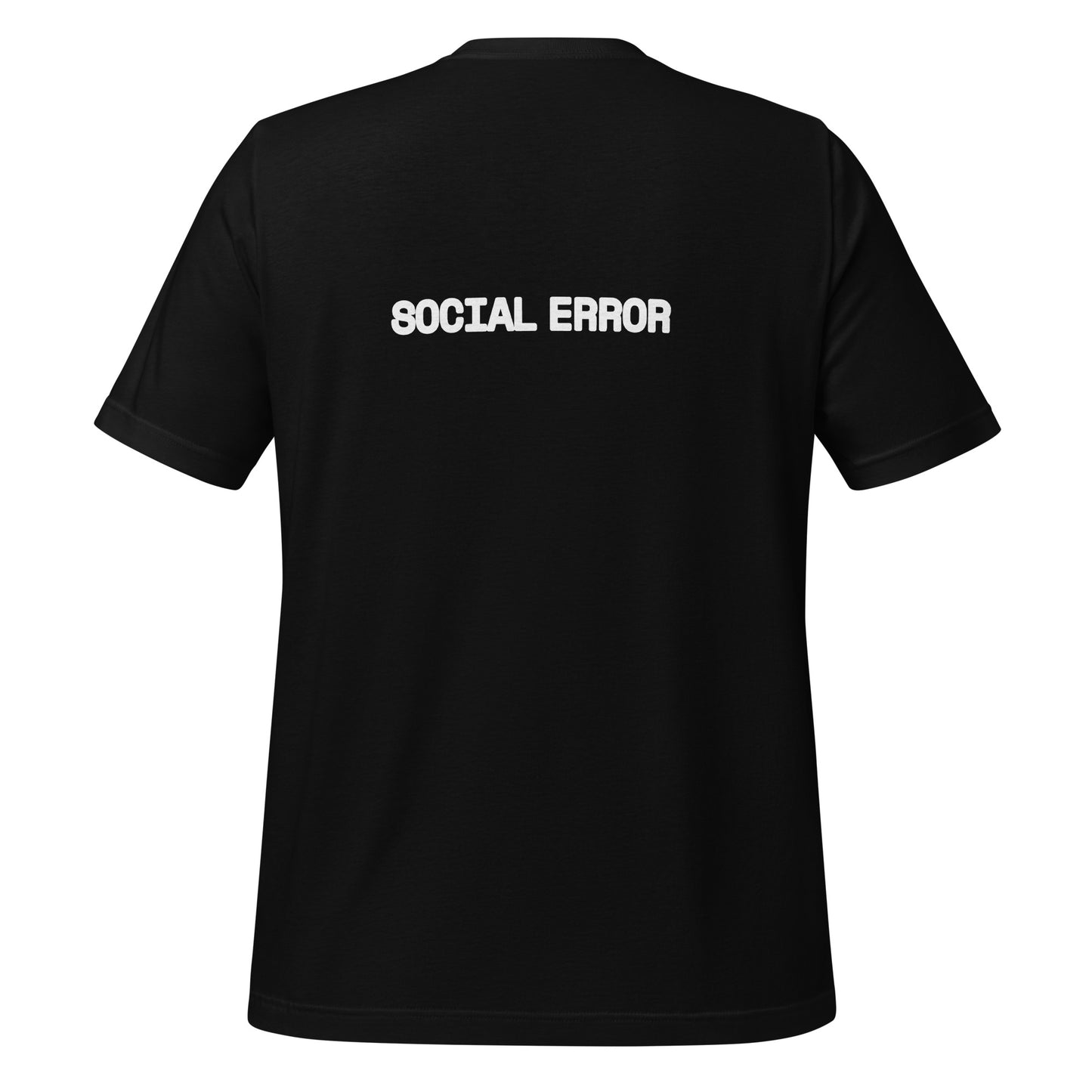 SOCIAL ERROR logo tee in black, back view