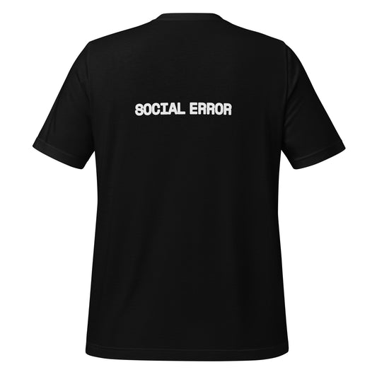 SOCIAL ERROR logo tee in black, back view