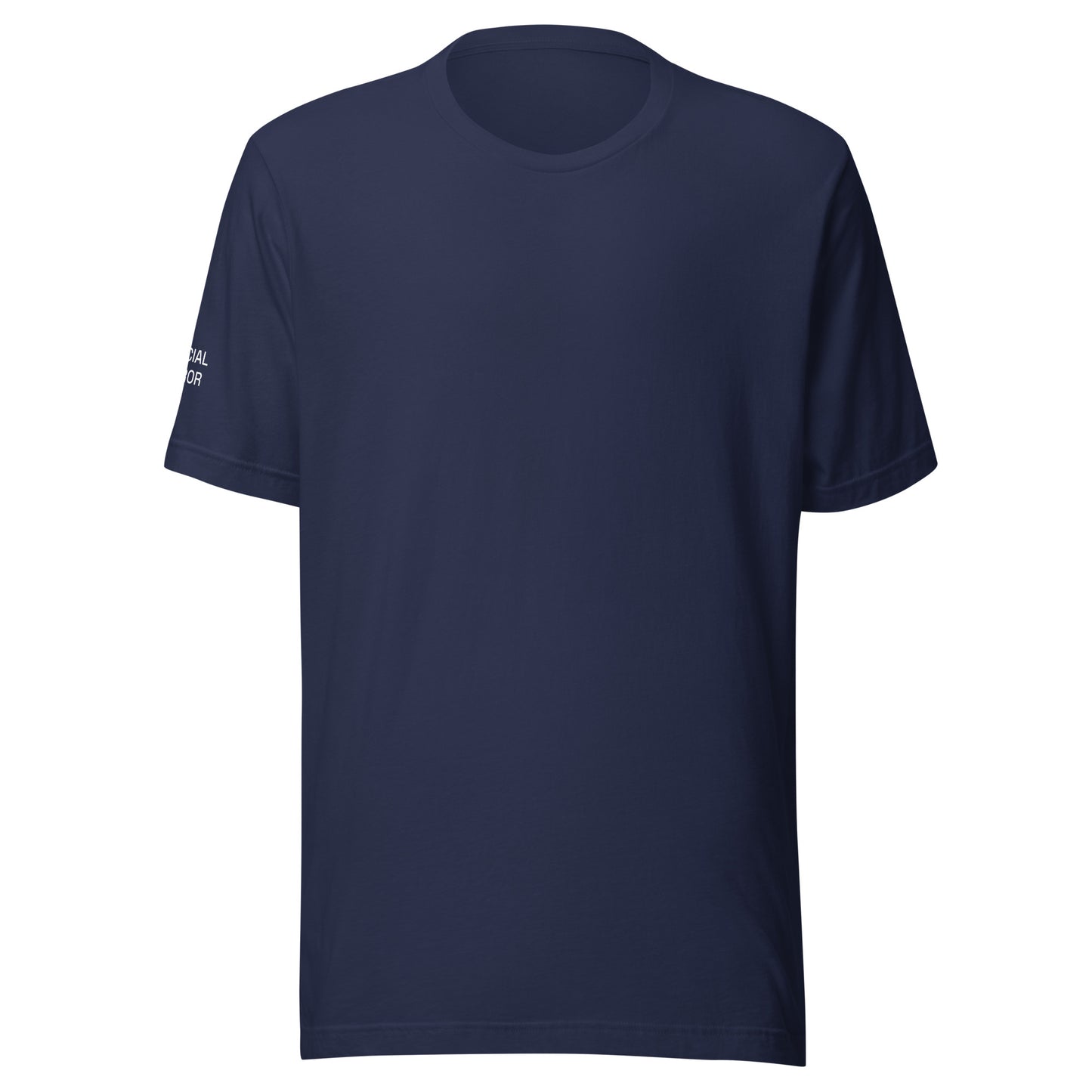 SE Mini Logo tee in navy, front view with small chest logo
